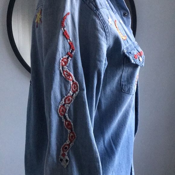 MOTHER Denim Embroidered Shirt - Blue - Picture 5 of 11